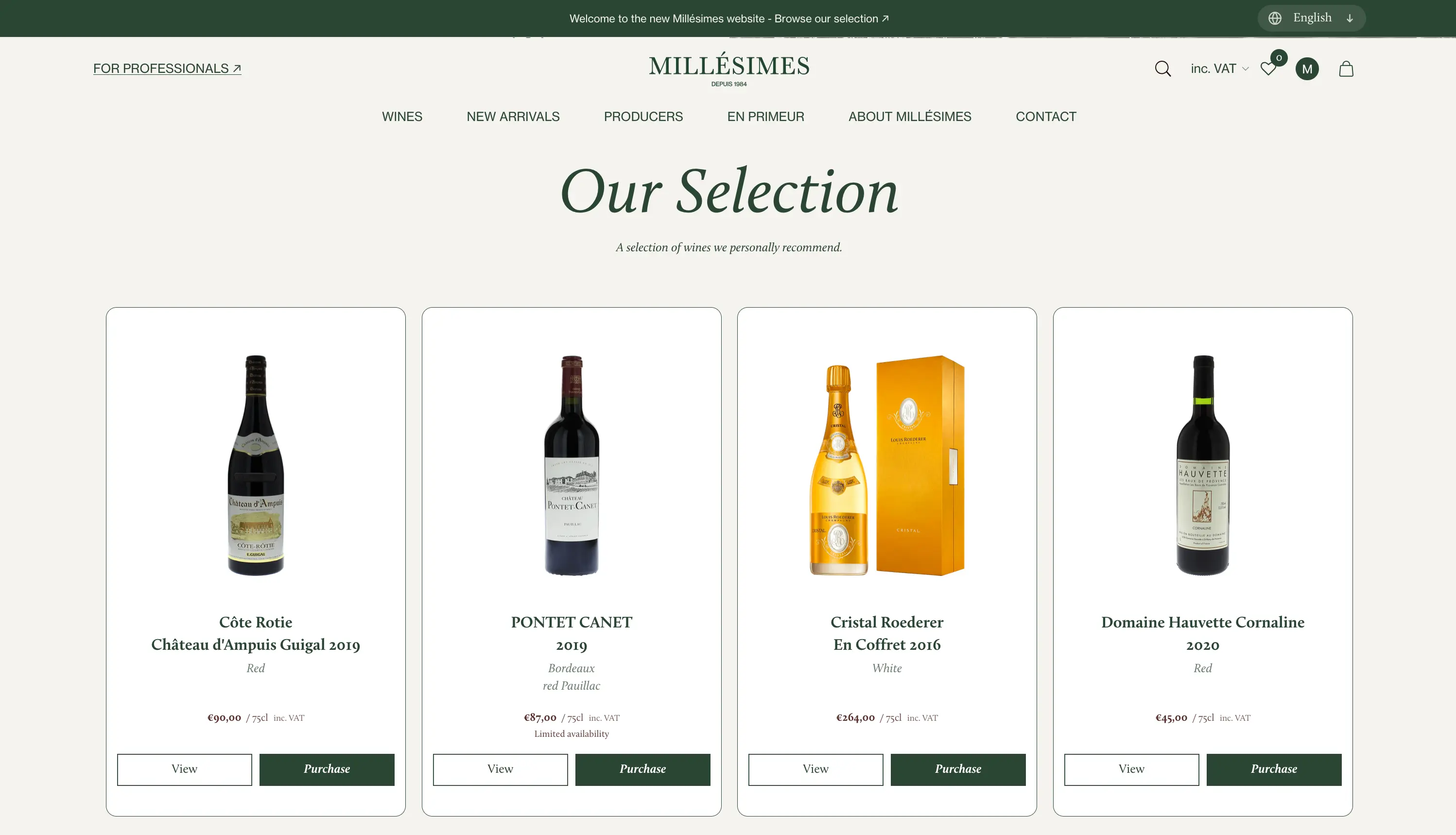 Millésimes — Wine e-commerce · Shopify